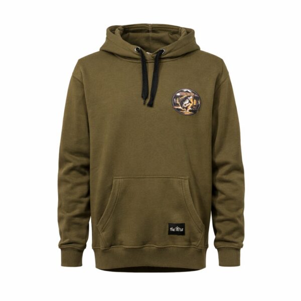 BLUZA Z KAPTUREM LOGO KARPIOWA CHATA S KHAKI TLETUR