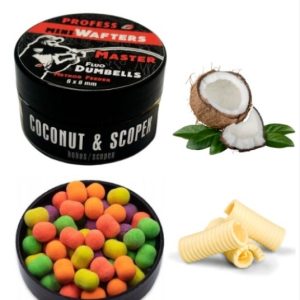 MINI Dumbell Wafters FLUO MASTER – COCONUT & SCOPEX 6x8 mm (kokos i scopex) NOWOŚĆ !